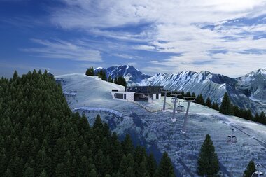 Loischkopfbahn Bergstation ab Sommer 2025 | © Melzer & Hopfner Ingenieurgesellschaft Ein Rendering des neuen Projekts im Brandnertal. | © Melzer & Hopfner Ingenieurgesellschaft